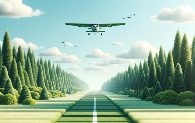 Plane departing grass strip